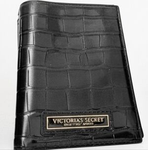 Nip luxury VS black midnight blue vegan croc passport cover limited ed gold logo